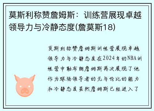 莫斯利称赞詹姆斯：训练营展现卓越领导力与冷静态度(詹莫斯18)