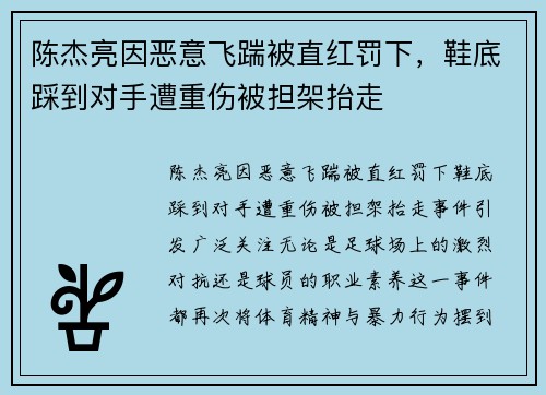 陈杰亮因恶意飞踹被直红罚下，鞋底踩到对手遭重伤被担架抬走