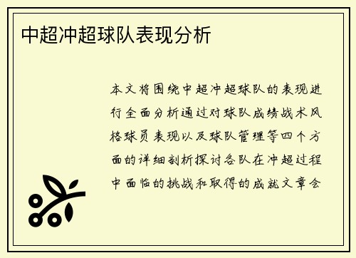 中超冲超球队表现分析