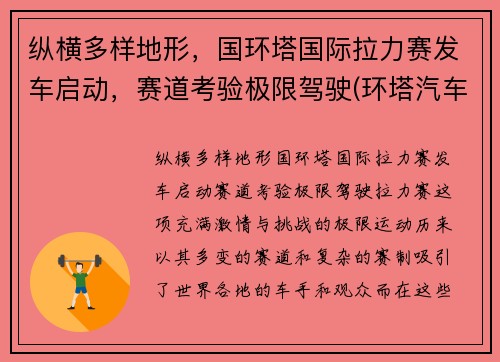 纵横多样地形，国环塔国际拉力赛发车启动，赛道考验极限驾驶(环塔汽车拉力赛)